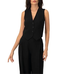 Ivonne Women's Tailored Sleeveless Vest with Button Closure