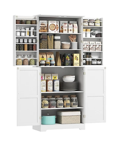 Homcom 72" Farmhouse Kitchen Pantry Cabinet, Tall Storage Cabinet,
