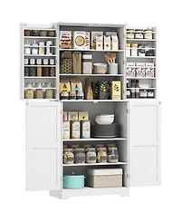 Homcom 72" Farmhouse Kitchen Pantry Cabinet, Tall Storage Cabinet,