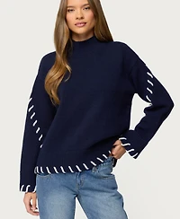 Edikted Women's Indah Contrast Stitch Oversized Sweater