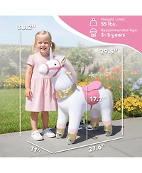 Qaba Ride on Unicorn Toy, Plush Baby Rocking Horse for Kids 3-5 Years