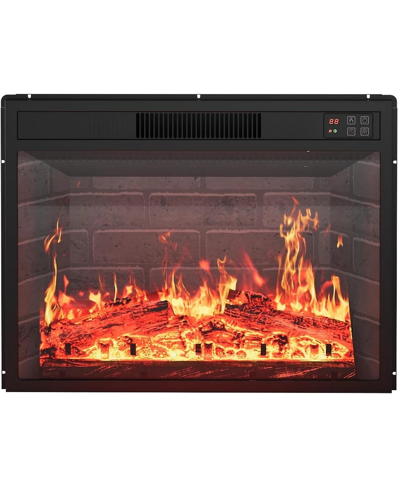 gaomon 23" Recessed & Wall Mounted Electric Fireplace, 12 Flame Colors, Timer, Remote Control, 750/1500W, Log & Crystal