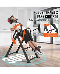 Mecale Inversion Table, Heavy-Duty Back Stretcher with 300 lb Capacity, Adjustable Belt, Ankle Lock and Headrest for Strength Training