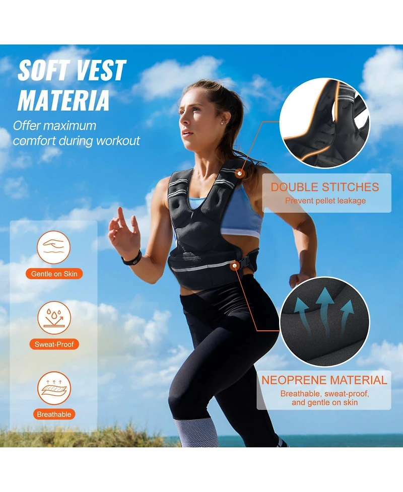 Mecale Adjustable Weighted Vest, 20–32 lb Vest with Ironsand Weights and Reflective Stripe for Strength Training