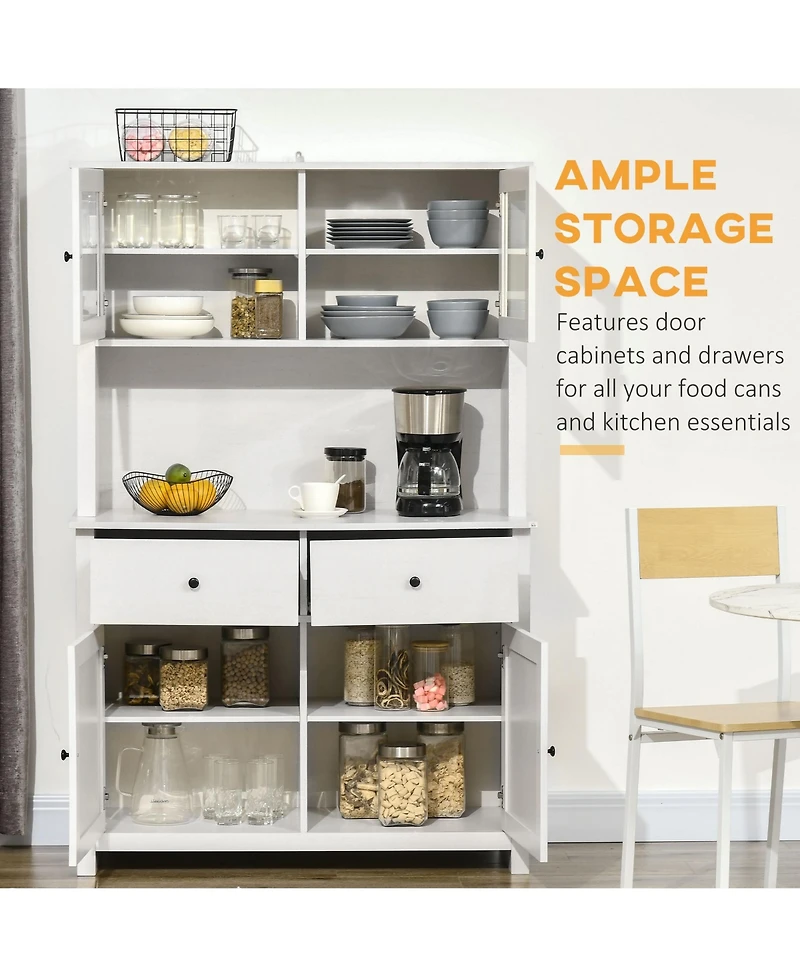 Homcom 63.5" Buffet with Hutch, Kitchen Pantry W/ Shelves, Antique