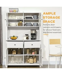 Homcom 63.5" Buffet with Hutch, Kitchen Pantry W/ Shelves, Antique