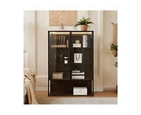 Sumyeg Casainc Modern 51.2" Tall Lighted Display Cabinet with Tempered Glass Door and Metal Frame