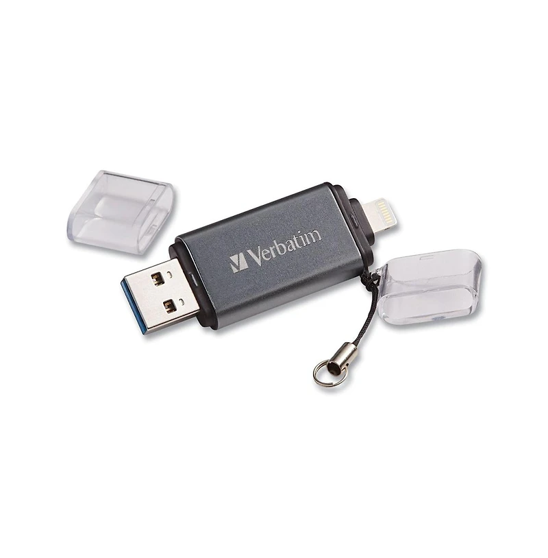 Verbatim 49301 64 Gb Store 'n' Go Dual Usb 3.0 Flash Drive for Apple Lightning Devices - Graphite