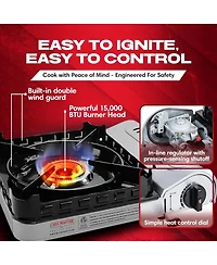Aofar 15,000 Btu Butane Portable Camp Stove and Ignition for Emergencies, Hiking, Camping Essentials.