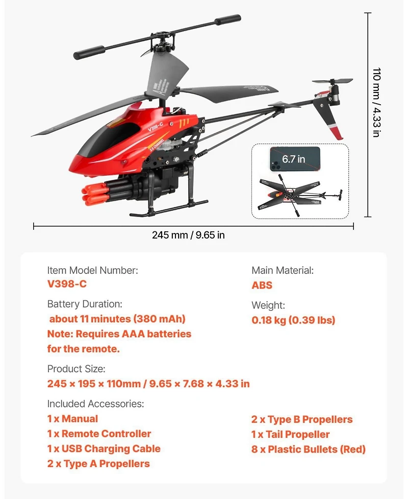 Hongge Rc Helicopter 3.5-Channel with Shooting Mode and Led Lights