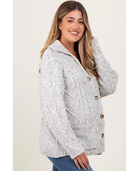 Pinkblush Maternity Cable Knit Collared Button-Up Cardigan Sweater