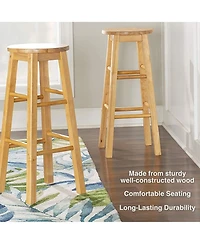 Pj Wood Classic Round-Seat 29 Inch Tall Kitchen Bar Stools, Natural, Set of 2