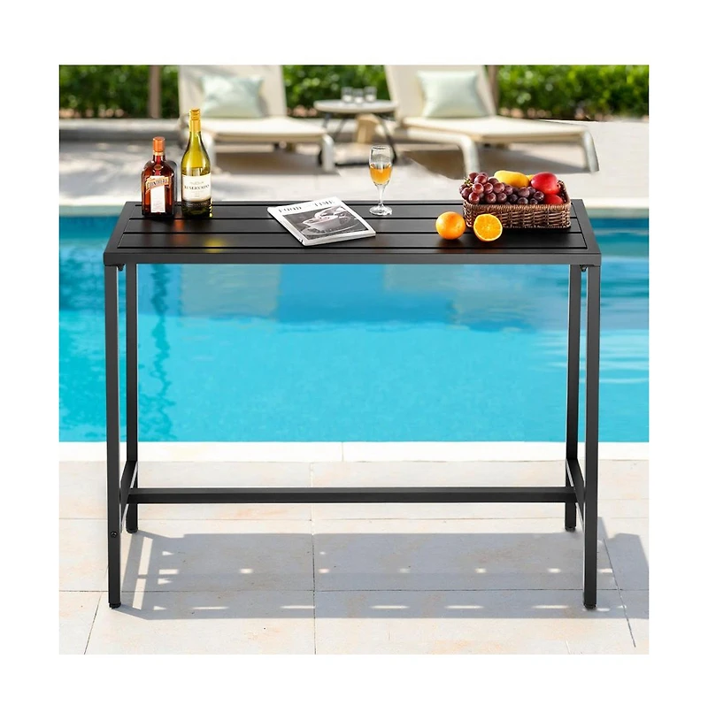 Patio Dining Bar Table 47 x 15" with Waterproof Surface for Outdoor Use