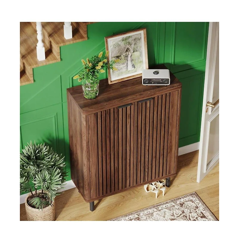 Slickblue Space-Saving Entryway Shoe Organizer with Closed Doors