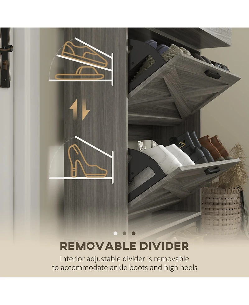 Slickblue Entryway Shoe Storage Cabinet with Flip Drawers and Top Shelf