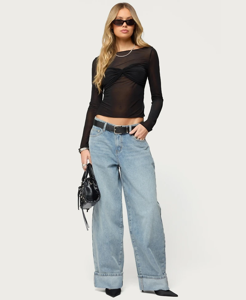 Edikted Women's Kella Low Rise Baggy Jeans