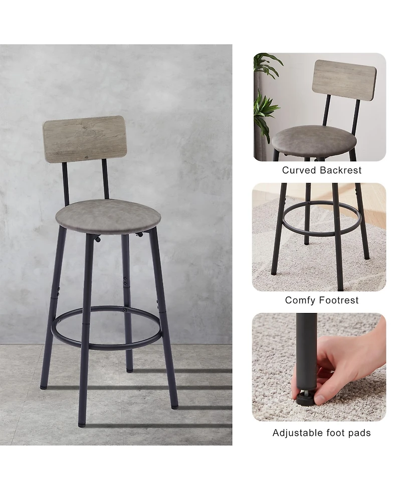 sumyeg Bar Table Set with 4 Cushioned Backrest Stools, 47.24'' L x 23.62'' W x 35.43'' H