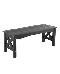 Black Weatherproof Plastic Patio Bench 44.5" with 600 lbs Weight Capacity