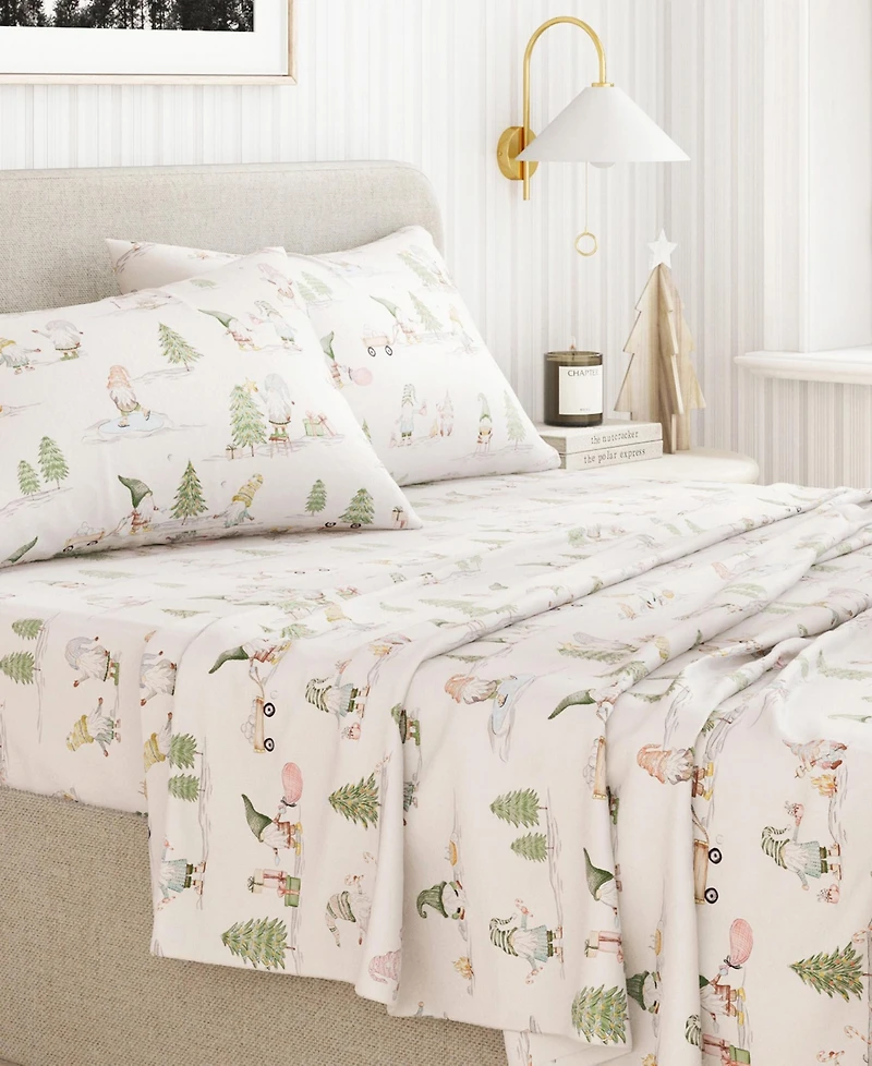 Linery & Co Ultra-Soft Turkish Cotton Flannel Holiday Print Sheet Set