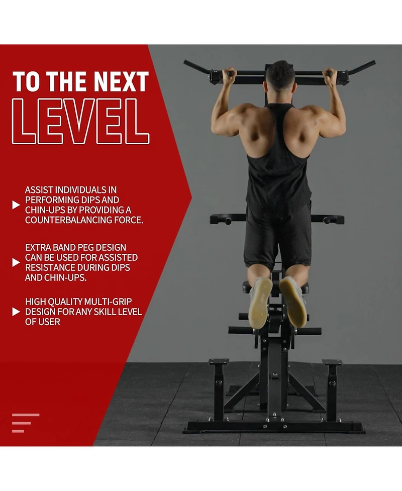 Mikolo Assisted Pull Up Machine, 600LBS Leverage Assisted Chin and Dip Machine, 4 in 1 Plate Loaded Gym Equipment