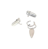 Women's The Bijou-Checks Nail Rings - Metallic Silver (Set Of 3)