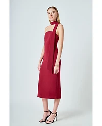 endless rose Women's Choker Tie Midi Dress