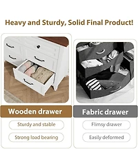 Gaomon 6-Drawer Grey Bedroom Dresser, 47" Wide Freestanding Chest with Storage, Wooden Closet Organizer for Living Room, Bedroom, Entryway