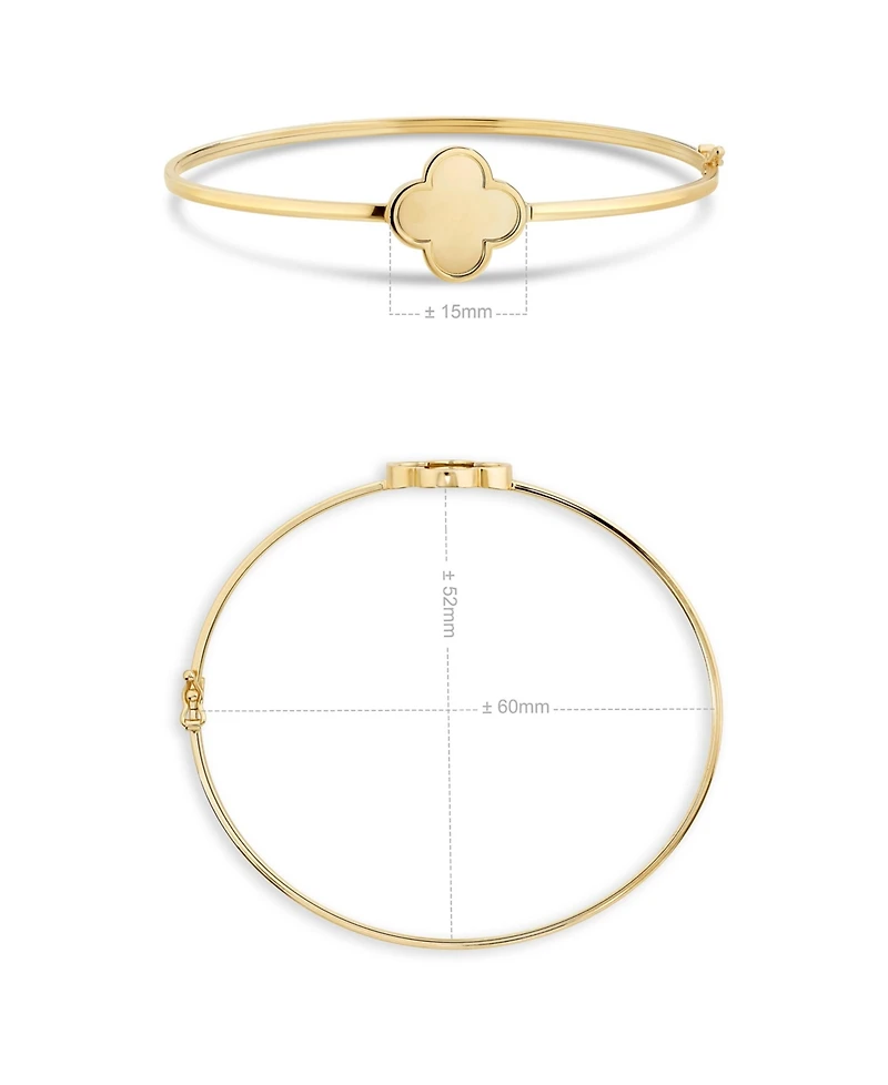 Devata Clover Bangle Bracelet in 14K Gold, Fits Small to Medium Wrist, Approx. 3.4 grams.