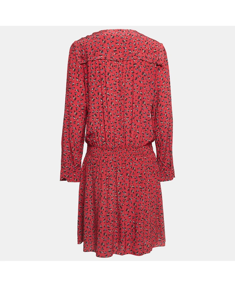 Pre-Owned Zadig & Voltaire Women's Floral Print Crepe Tie-Up Neck Mini Dress