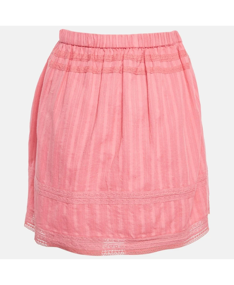 Pre-Owned Zadig & Voltaire Women's Pink Cotton Lace Trimmed Joxini Mini Skirt