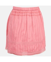 Pre-Owned Zadig & Voltaire Women's Pink Cotton Lace Trimmed Joxini Mini Skirt