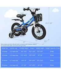 Hongge Kids 12 Inch Training Bike with Dual Brakes Adjustable Seat and Basket for Ages 3 to 4