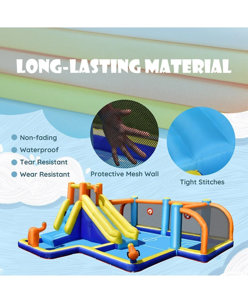 Givimo Giant Soccer-Themed Inflatable Water Slide with 735W Blower