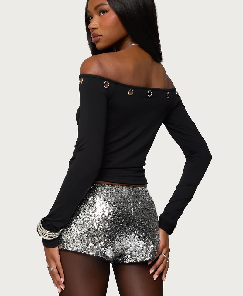 Edikted Women's Trina Grommet Off Shoulder Top