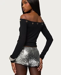 Edikted Women's Trina Grommet Off Shoulder Top