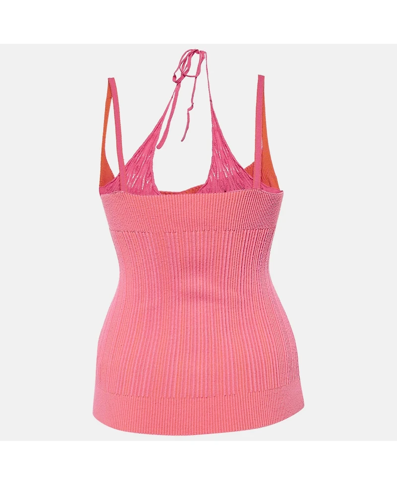 Pre-Owned Jacquemus Women's Pink/orange Rib Knit La Maille Valensole Tank Top