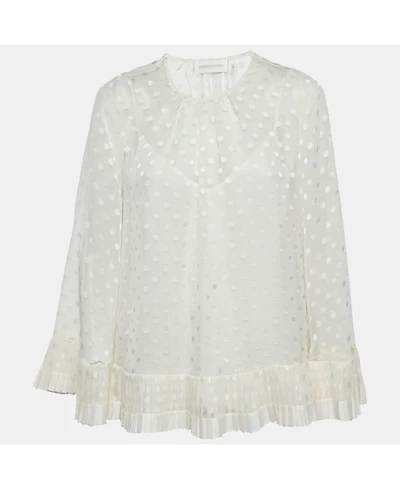 Pre-Owned Zimmermann Women's Dotted Crepe Fil Coupe Pleat Detail Top