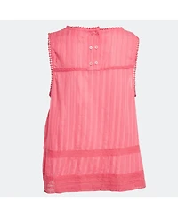 Pre-Owned Zadig & Voltaire Women's Pink Cotton Lace Trimmed Sleeveless Top