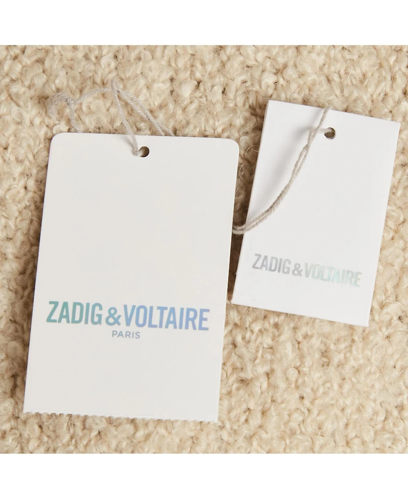 Pre-Owned Zadig & Voltaire Women's Cream Boucle Open Front Daphnee Cardigan