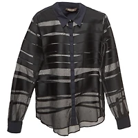 Pre-Owned Roberto Cavalli Women's Stripe Silk Blend Sheer Shirt