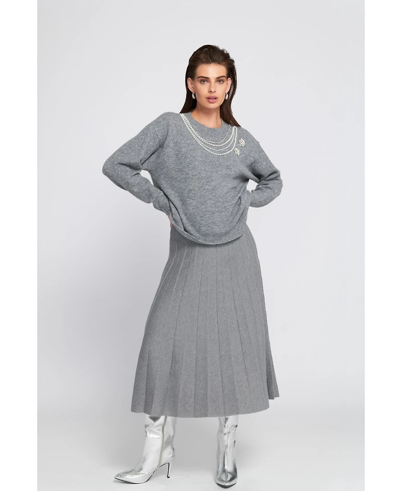 Elle Collection Women's Embellished Sweater Pullover