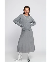 Elle Collection Women's Embellished Sweater Pullover