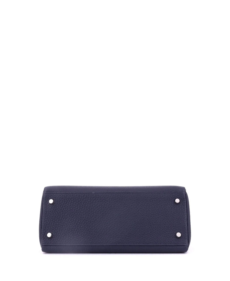 Pre-Owned Hermes Kelly 28 Handbag Blue Togo with Palladium Hardware