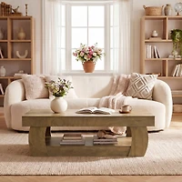 Tribesigns 55-Inch Modern Coffee Table with Open Storage Shelf, Rectangular Center Table
