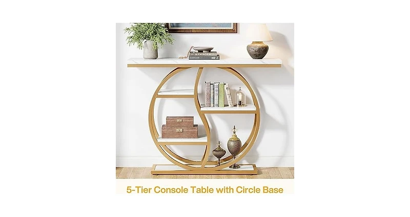 Tribesigns 47.24" Industrial Console Table, 5-Tier Entryway Table with Adjustable Feet