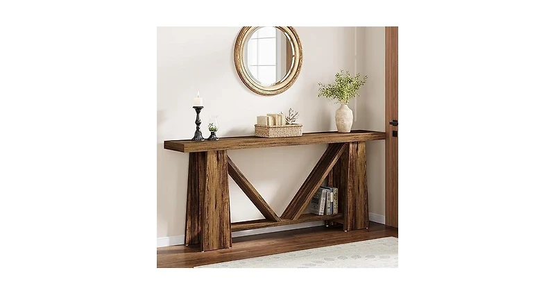 Tribesigns 70.9-Inch Long Console Table, Farmhouse Entryway Table with Storage, Narrow Sofa Console Behind Couch