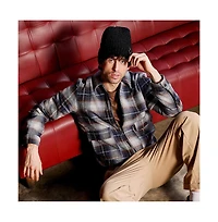 Campus Sutra Men's Navy Blue Zip-Front Plaid Jacket