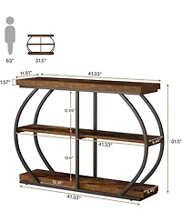 Tribesigns 41.3" Console Table, Industrial 3-Tier Entryway Table with Arched Metal Frame and Storage Shelves for Living Room