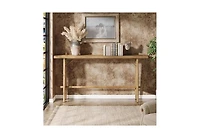Tribesigns 63" Long Entryway Table, Modern Console Table with Metal Legs, Wooden Sofa Console Behind