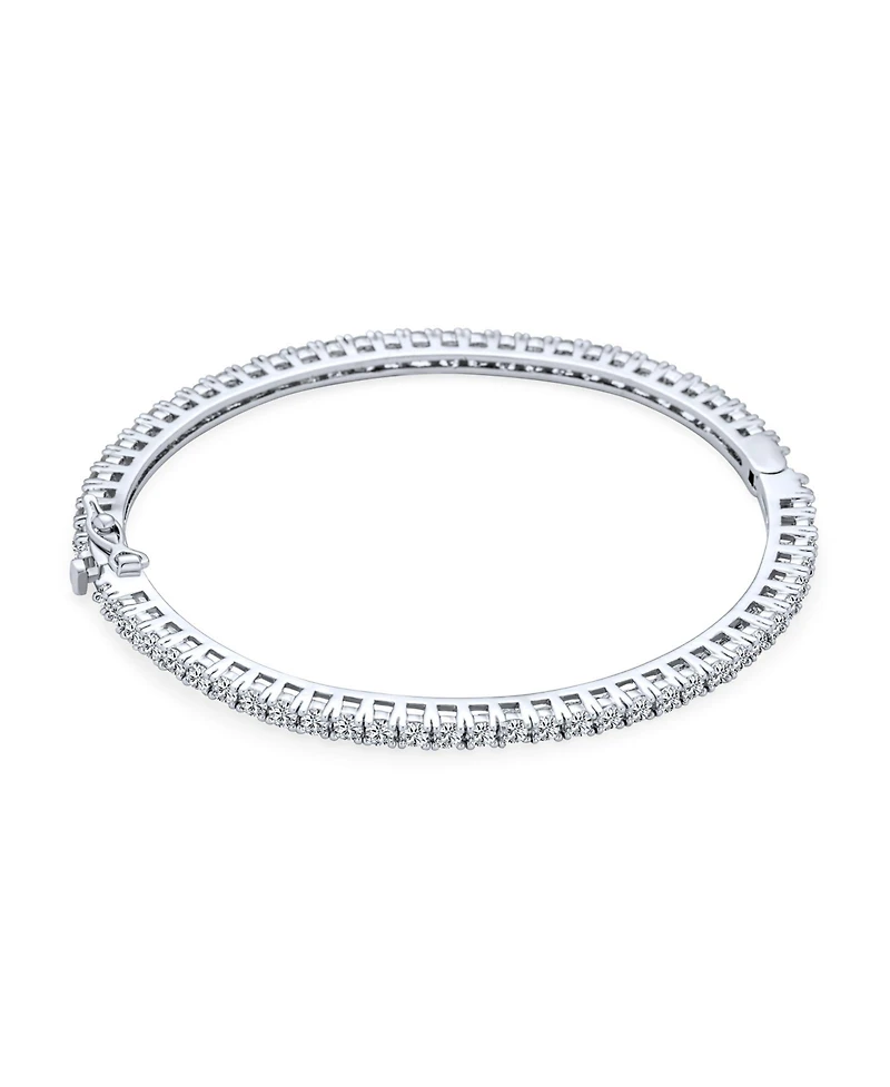 Bling Jewelry Set of 2 Cz Cubic Zirconia Princess Cut Stackable Eternity Tennis Bangle Bracelet